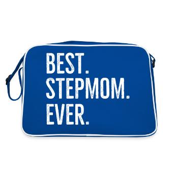 Beste Stiefmutter aller Zeiten - Retro Tasche - Blau/Weiß - Hinten