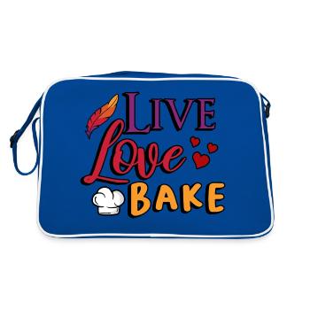 bäcker lustige sprüche brotkasten arbeit spruch - Retro Tasche - Blau/Weiß - Hinten
