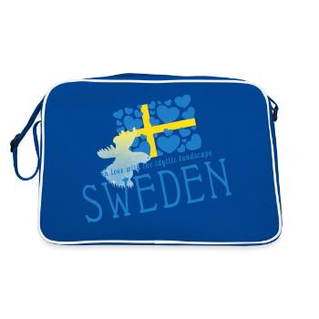 Schweden Sverige Suède - Sac Retro - bleu/blanc - Dos