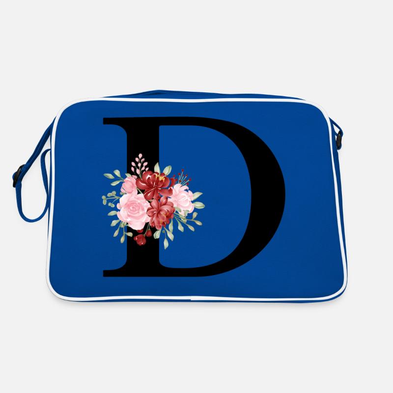 Roter Blumenbuchstabe D Retro Tasche