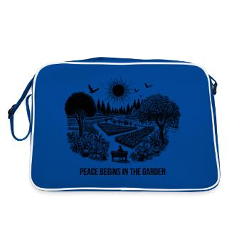 Peace Begins in The Garden - Retro Bag - blue/white - Back