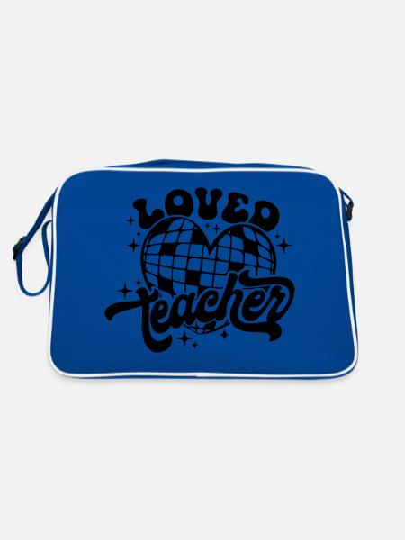 Loved Teacher Heart Disco Art - Retro Bag - blue/white - Back
