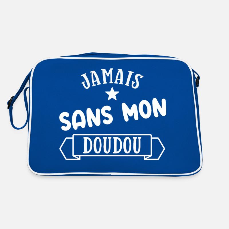 Jamais sans mon doudou cadeau humour bébé - Sac Retro - bleu/blanc