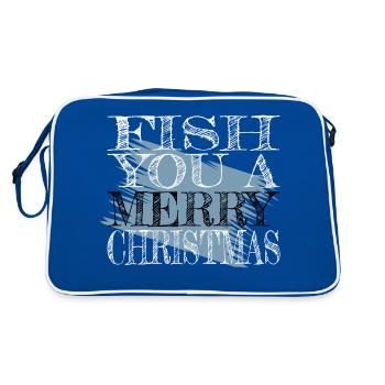 fishing boat statement fishing rod cool animation - Retro Tasche - Blau/Weiß - Hinten