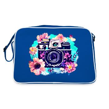 Photographer Photographing Camera Funny Photographers - Retro Bag - blue/white - Back