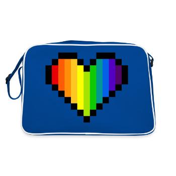Cœur arc-en-ciel Pixel Art - Fierté LGBT - Sac Retro - bleu/blanc - Dos