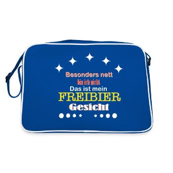 Nett bin ich nicht, das ist mein Freibiergesicht - Retro Tasche - Blau/Weiß - Hinten
