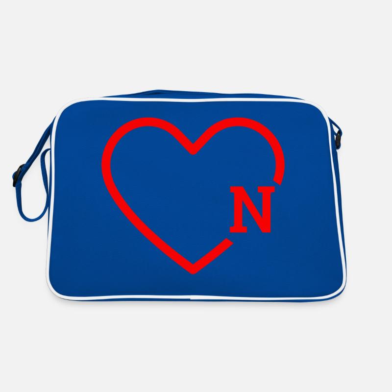 letter n red heart Retro Bag