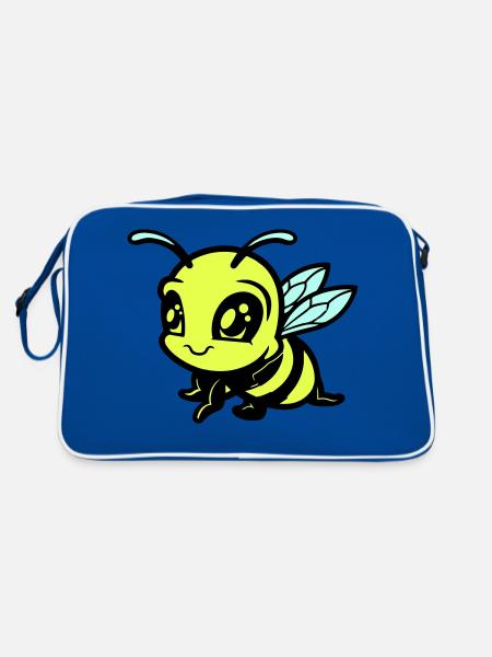 biene hummel comic - Retro Tasche - Blau/Weiß - Hinten