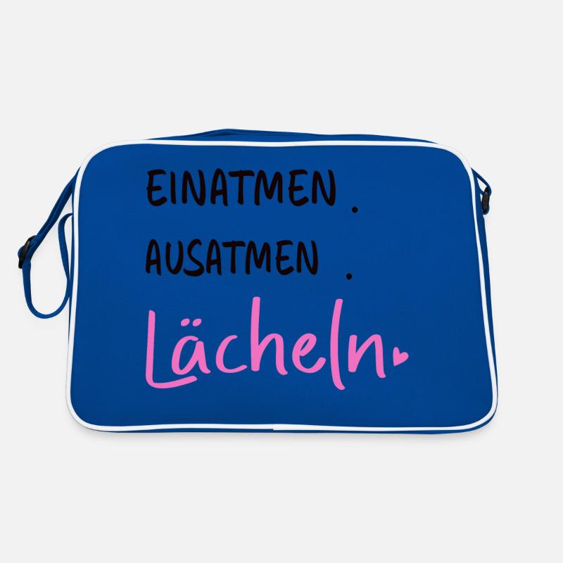 Inhaler. Exhaler. Sourire - Dictons Déclaration - Sac Retro - bleu/blanc