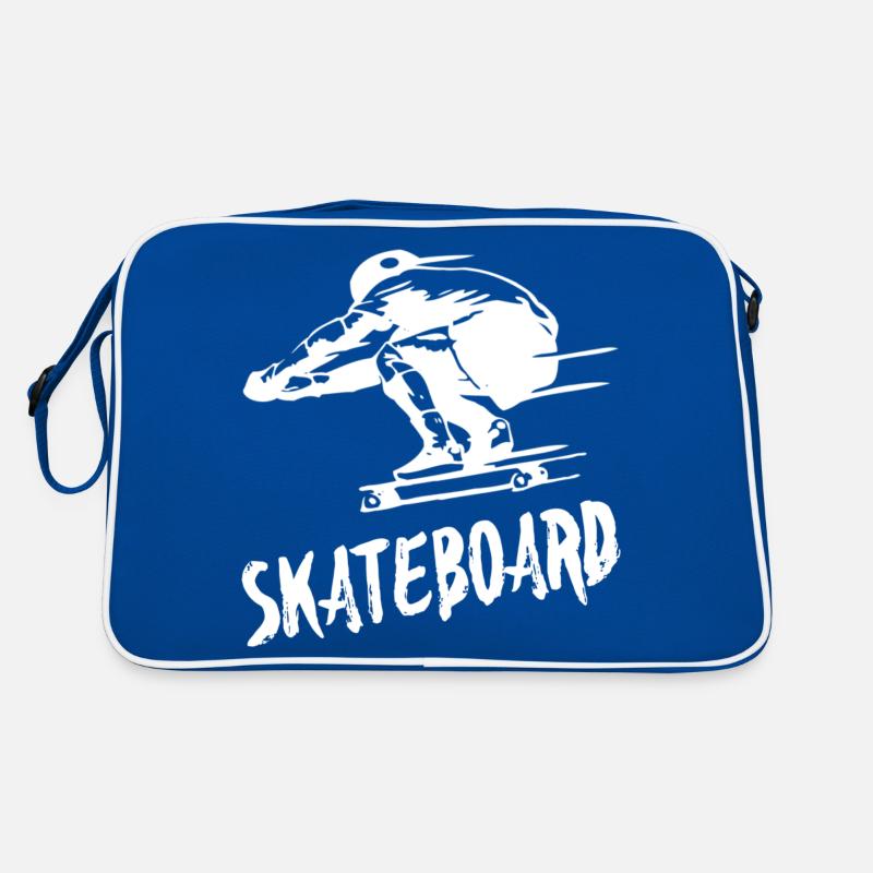 Skateboard - Retro Tasche - Blau/Weiß