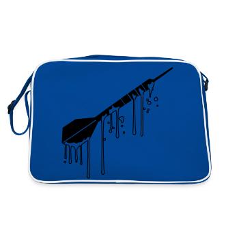 logo nass tropfen graffiti spray cool spielen dart - Retro Tasche - Blau/Weiß - Hinten