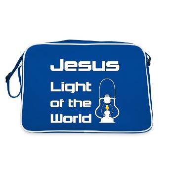 Christliches Design Jesus Licht der Welt - Retro Tasche - Blau/Weiß - Hinten