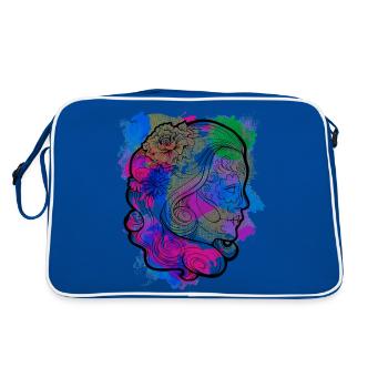 Une belle et drôle aquarelle Calavera Design - Sac Retro - bleu/blanc - Dos