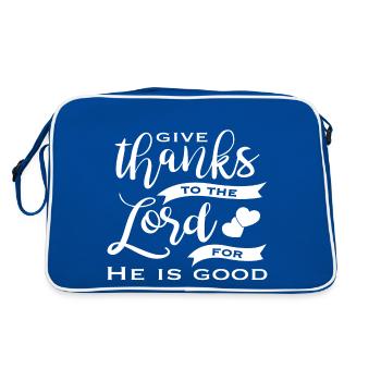 Christlicher Plan dankt dem Herrn für ihn - Retro Tasche - Blau/Weiß - Hinten