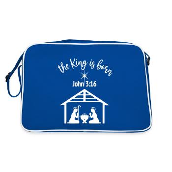 Design chrétien de Noël Le roi est né John - Sac Retro - bleu/blanc - Dos