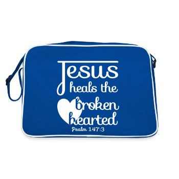 Christian Design Jesus heals the broken hearted - Retro Bag - blue/white - Back