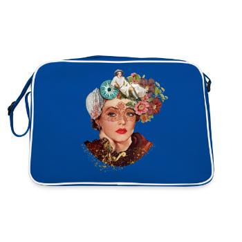 Vintage Flower Girl - Retro Bag - blue/white - Back