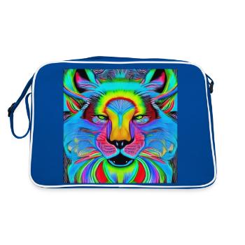 Lion head fantastic colorful - Retro Bag - blue/white - Back