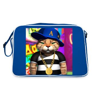Cool Cat - AI Generated Art - AI Art - Retro Bag - blue/white - Back