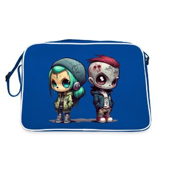 Anime Chibi Style Urban Grafitti Design par vauART - Sac Retro - bleu/blanc - Dos