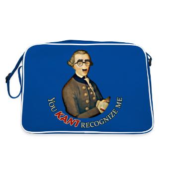 Funny Philosopher: Can't recognize Immanuel Kant - Retro Bag - blue/white - Back