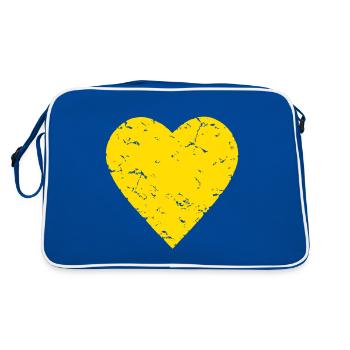Coeur jaune - soleil - été - look usagé - Sac Retro - bleu/blanc - Dos
