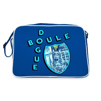 Bulldog in pose (x1) - Retro Bag - blue/white - Back