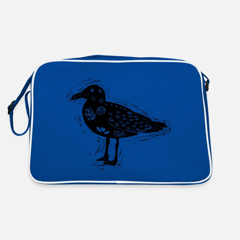 Style d’impression Seagull block. Noir Sac Retro