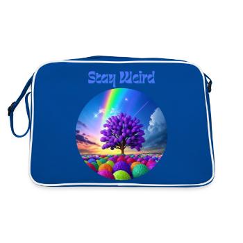 Stay Weird, abstract tree of colors - Retro Bag - blue/white - Back