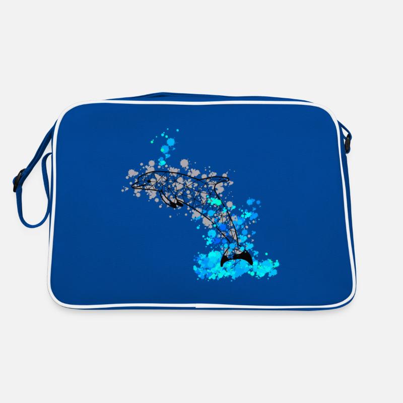 Dolphinn GeomeTRIX bunt - Retro Tasche - Blau/Weiß