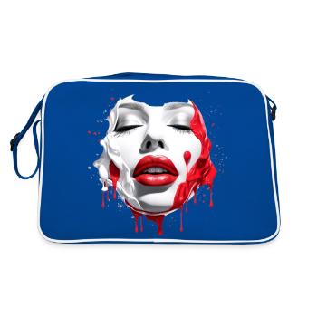 Visage de femme Lèvres rouges - Sac Retro - bleu/blanc - Dos