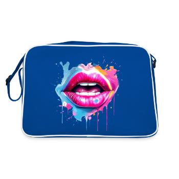 Lèvres colorées embrassant la bouche visage de femme - Sac Retro - bleu/blanc - Dos