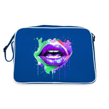 Lèvres colorées Kissing Mouth Femme Visage Cadeau Idée - Sac Retro - bleu/blanc - Dos