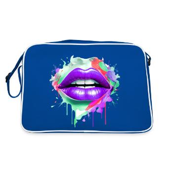 Lèvres colorées embrassant la bouche visage de femme - Sac Retro - bleu/blanc - Dos