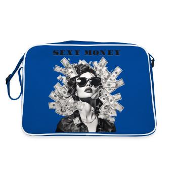 Woman with sunglasses leather jacket money - Retro Bag - blue/white - Back