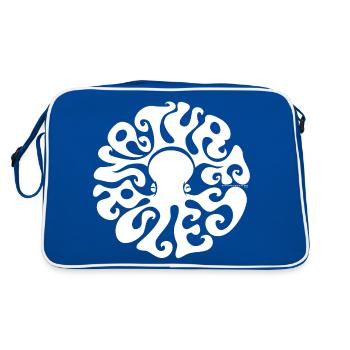 NATURE RULES! psychedelic octopus sixties weiß - Retro Tasche - Blau/Weiß - Hinten