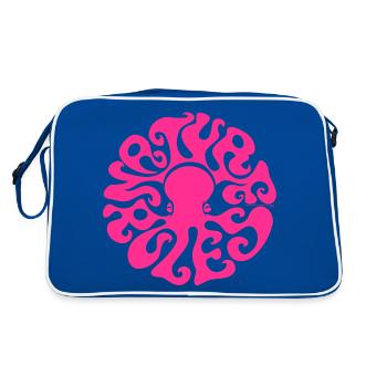 NATURE RULES! psychedelic octopus sixties magenta - Retro Tasche - Blau/Weiß - Hinten