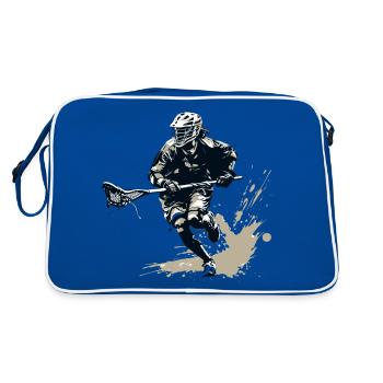 Lacrosse Lax Player Coach Sports Gift - Retro Bag - blue/white - Back
