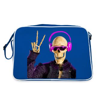 Grim Reaper loves cool music - Retro Bag - blue/white - Back