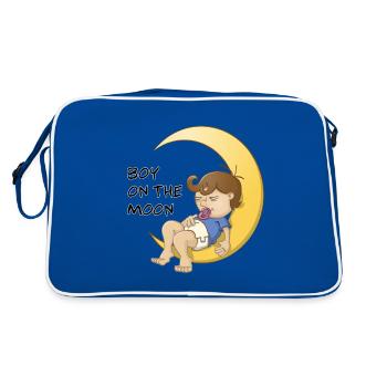 Bébé garçon endormi sur le croissant de lune - Sac Retro - bleu/blanc - Dos