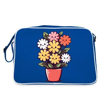 Fleurs riantes dans un pot de fleurs - Sac Retro - bleu/blanc - Dos