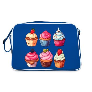 Cupcakes Cupcake Süßigkeiten Backwaren - Retro Tasche - Blau/Weiß - Hinten