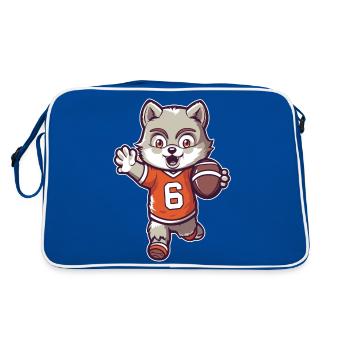 Mascotte mignonne d’animaux de football américain raton laveur - Sac Retro - bleu/blanc - Dos