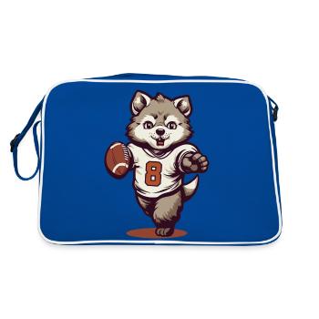 Mascotte mignonne d’animaux de football américain raton laveur - Sac Retro - bleu/blanc - Dos