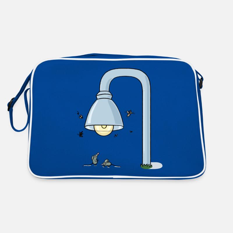 Zwei kleine Mäuse treffen sich unter einer Laterne Retro Tasche