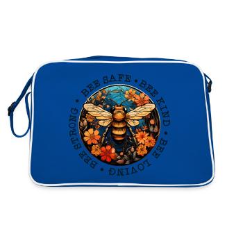 Bee Art Beekeeper Bee Whisperer Saying Sayings - Retro Bag - blue/white - Back