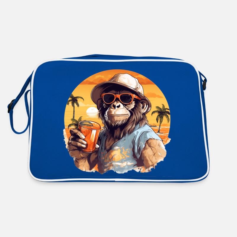 Cool monkey with drink Funny animals chimpanzee Retro Bag