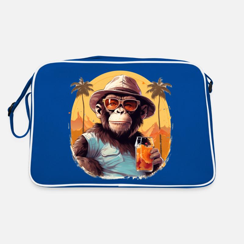 Cool monkey with drink Funny animals chimpanzee Retro Bag