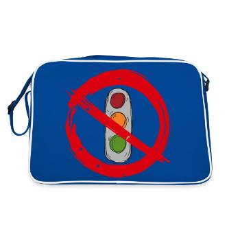 Panneau d’interdiction gouvernementale de feu tricolore - Sac Retro - bleu/blanc - Dos